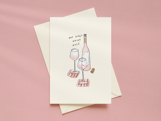 Hot Girls Drink Rose Card